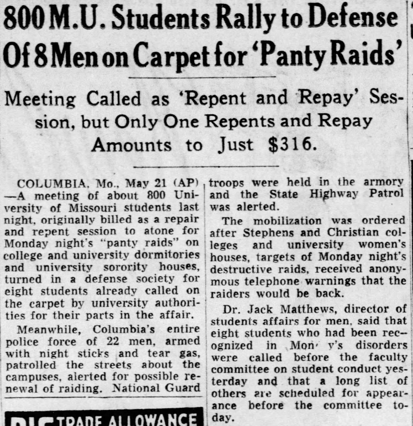 May 21, 1952: Students rally for the Panty Raid 8